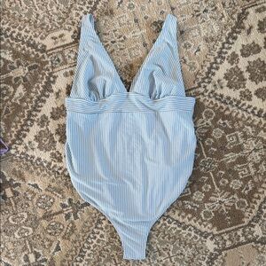 Striped Blue Maternity Swimsuit